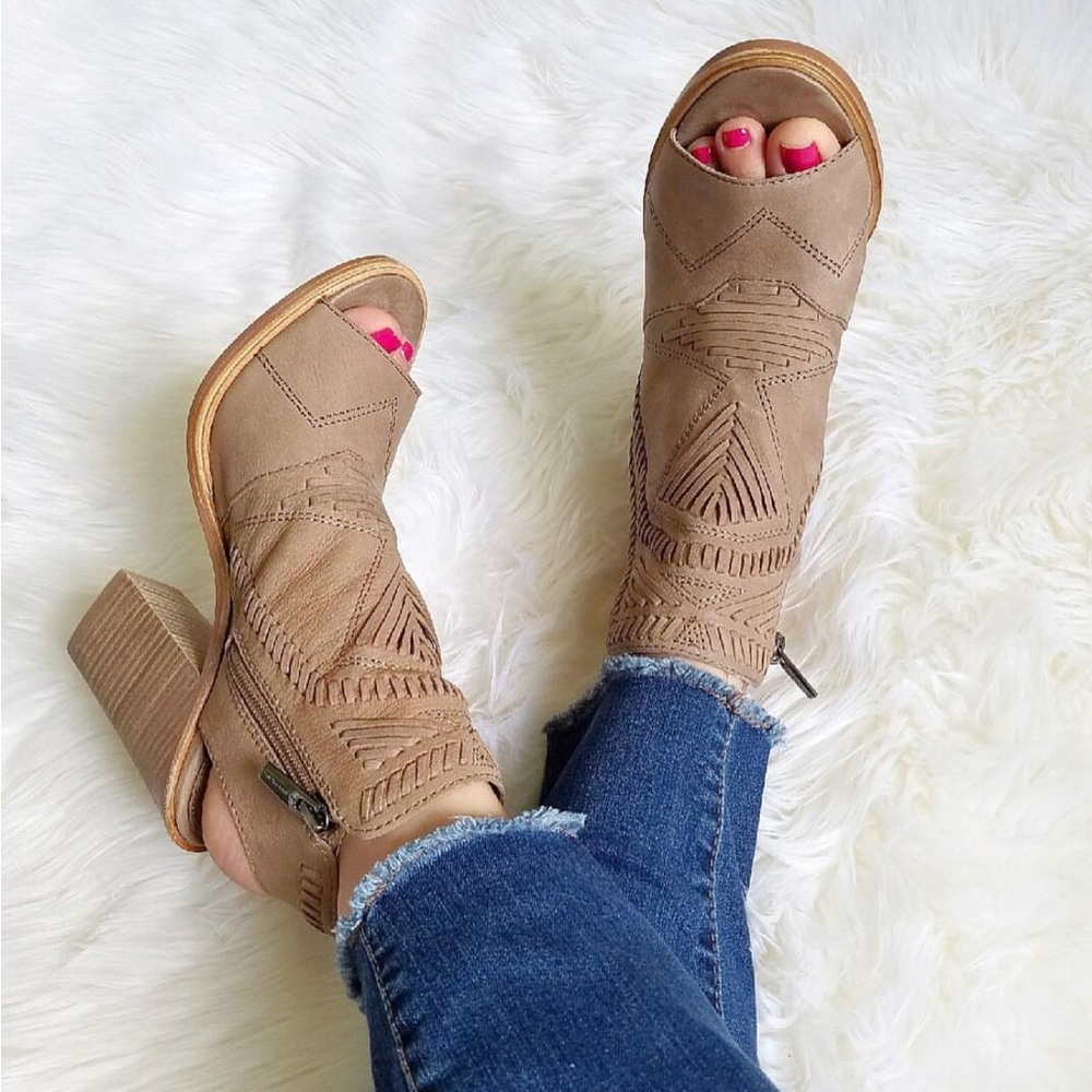 Vince Camuto Leather Open Toe Bootie